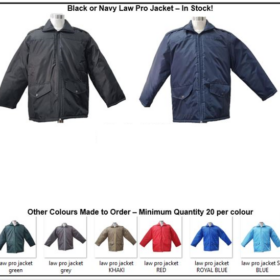 Black or Navy heavy duty winter security Jackets
