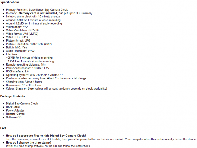 REMOTE CONTROL & MOTION DETECTION SPY CAMERA DISCONTINED - Image 2
