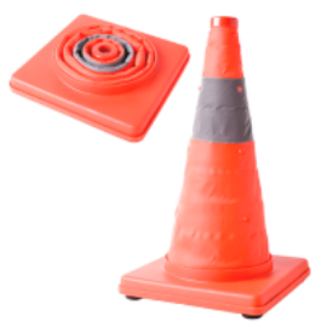 ROAD CONE - COLLAPSIBLE WITH FLASHING LIGHT 