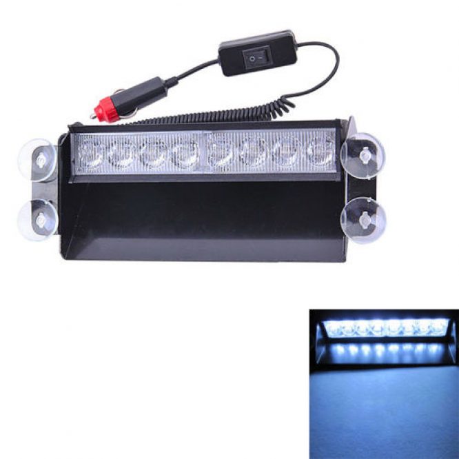 VEHICLE CAR TRUCK WHITE LED DASHBOARD FLASHING STROBE WARNING LIGHT - Image 3