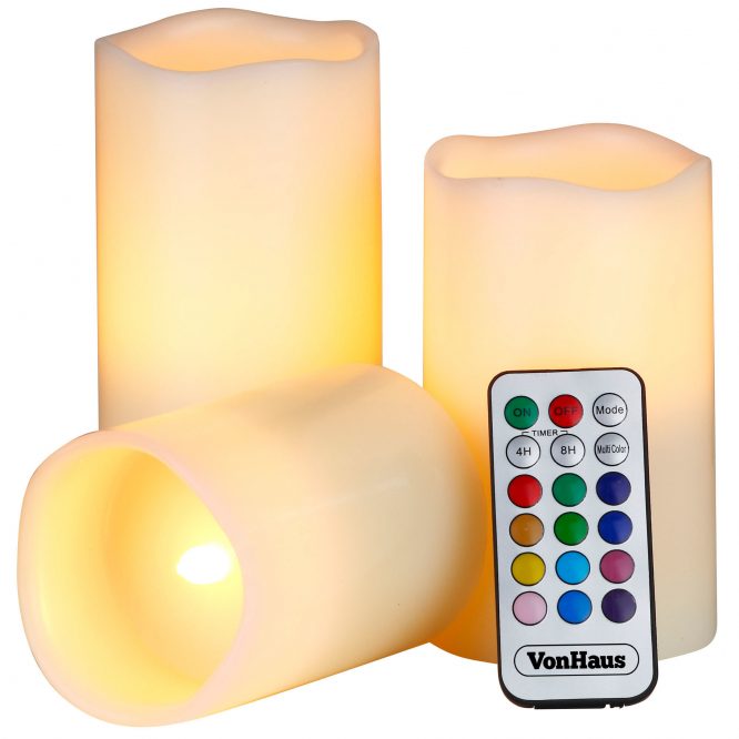 3Pcs LED Candle Flameless On/Off Remote Ivory H153 - Image 3