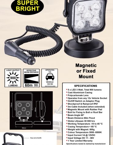 Vehicle LED Floodlight 5 x LED 3 Watt, Total 900 lumens ZA 485