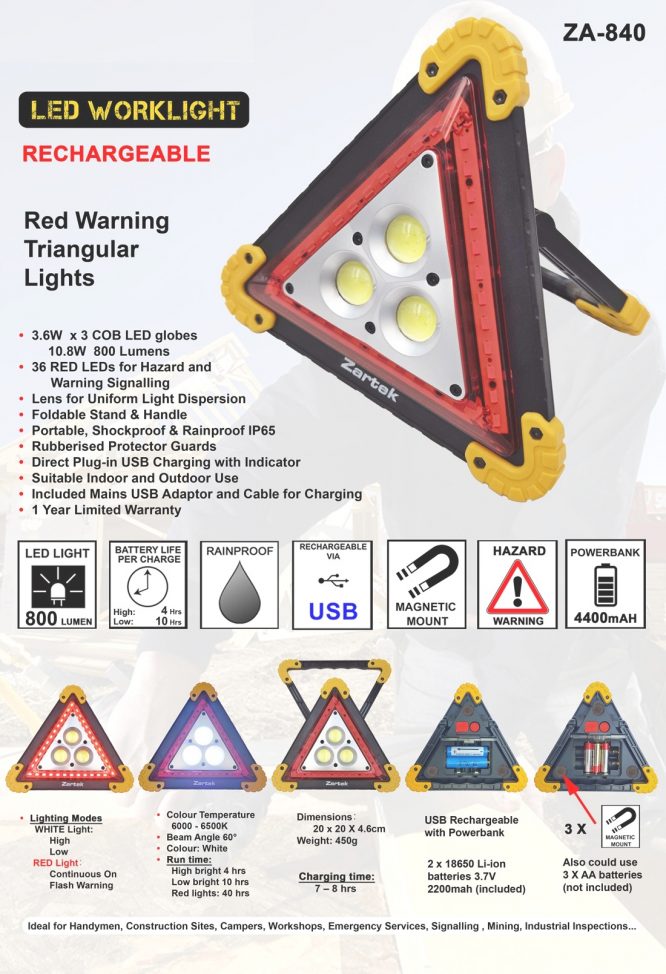 ZA-840 Work light / Road , breakdown triangle Rechargeable light