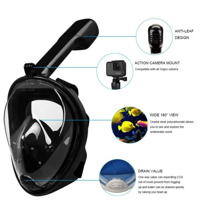 Dry Dive Snorkel - Full Mask (Blue)or green(S/M) - Image 6