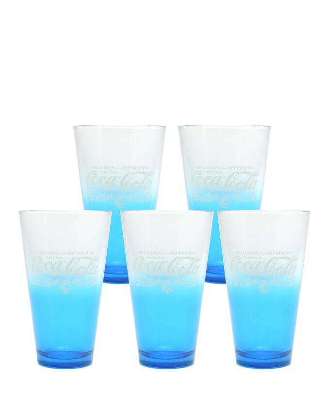 Retro Coca Cola Glass Set Of 5 - Blue - Image 2