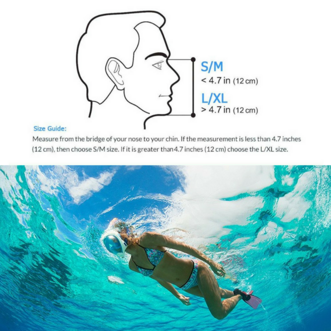 Dry Dive Snorkel - Full Mask (Blue)or green(S/M) - Image 4