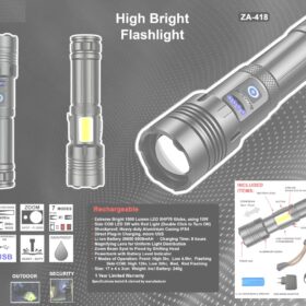 ZA - 418 Very Bright Flashlight 1500 Lumans Rechargeable
